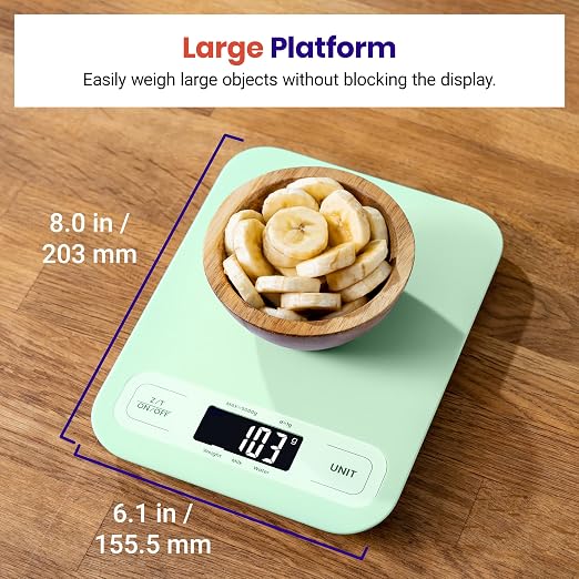 Etekcity Food Kitchen Scale, Digital Grams and Ounces, Large | Tare function, ideal for baking, weight loss, keto, meal prep, packages, liquids and jewelry, Green