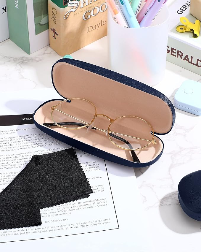 Frienda 3 Pieces Hard Shell Glasses Case Eyeglass Case Protective Sunglass Holder with Cleaning Cloth for Men Women Unisex