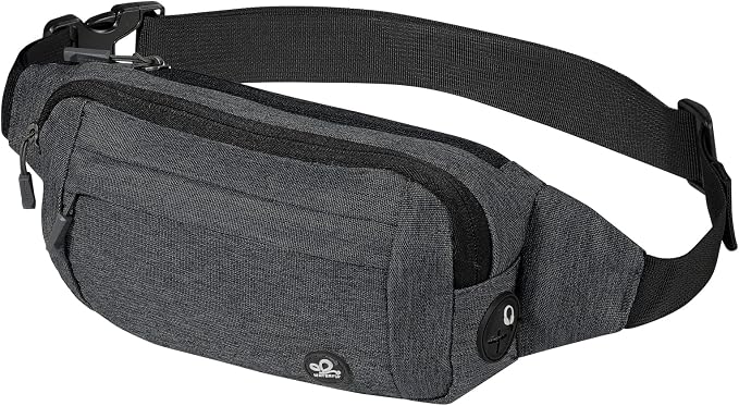 WATERFLY Small Fanny Pack Crossbody Lightweight Waist Bag for Woman Man | Adjustable extender strap, Slim compact, Water-resistant durable material, Breathable back pad, Multi-scene for travel, daily