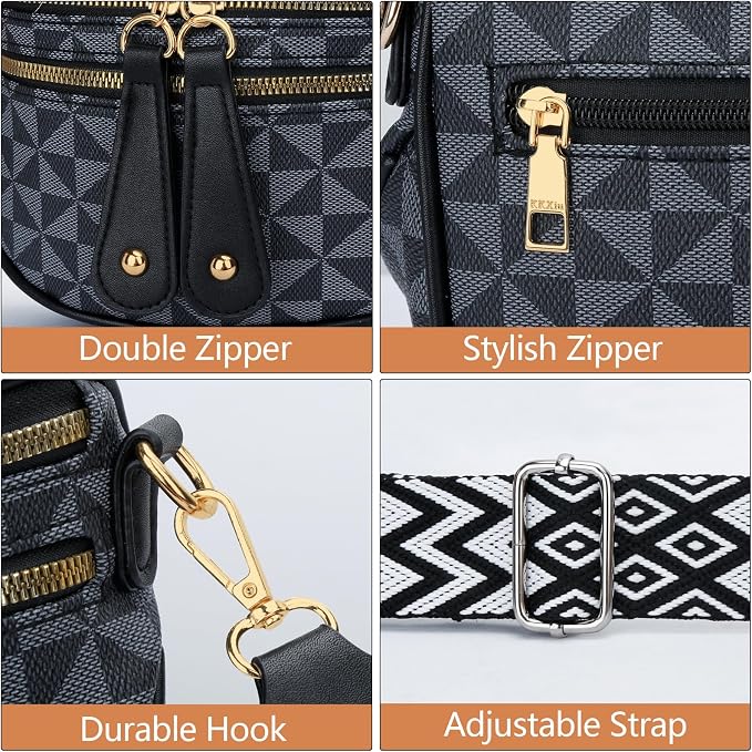 KKXIU Crossbody Bags for Women Vegan Leather Travel Bum Bag | Trendy Fanny Waist Pack | Shoulder Purse with Adjustable Strap