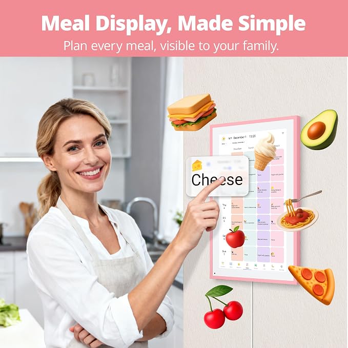 Dragon Touch 15.6 inch Digital Calendar & Chore Chart - Interactive Touchscreen Smart Family Planner,Digital Picture Frame for Mom, Women, Christmas & Weddings Pink