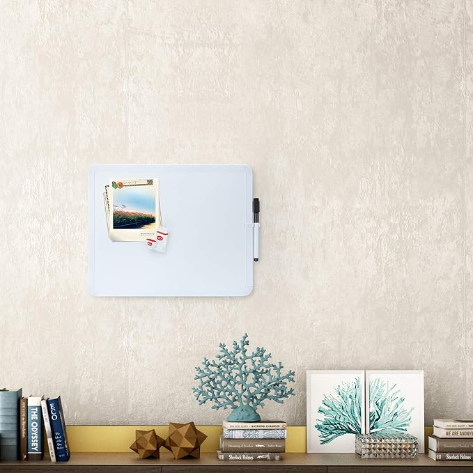 Mr. Pen- Dry Erase Board, 14” x 11”, White Frame | Includes Black Dry Erase Marker, Small Mini White Board for Students, Fridge, Wall, Locker, Double Sided Tapes Included