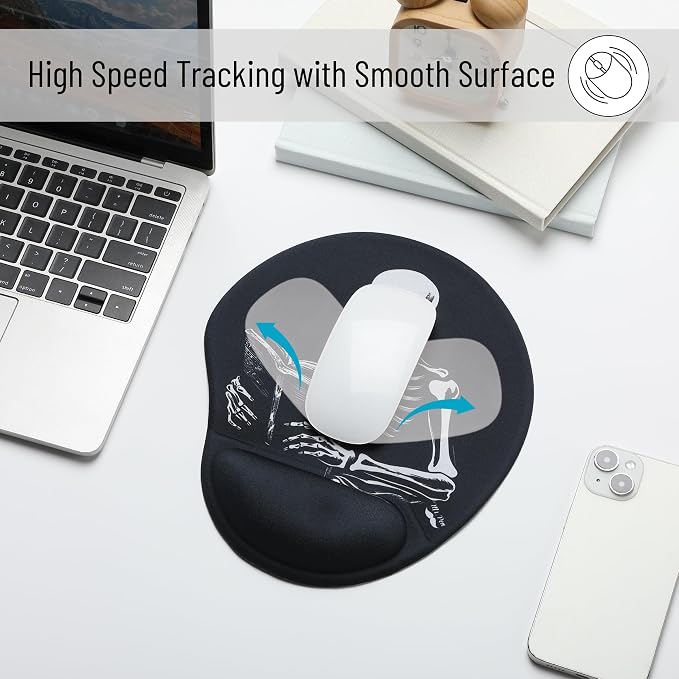 Mr. Pen- Ergonomic Mouse Pad with Wrist Rest, Grim Reader Design | Breathable Fabric with Memory Foam Cushion, Non-Slip Rubber Base, Gel Mouse Pad with Wrist Support