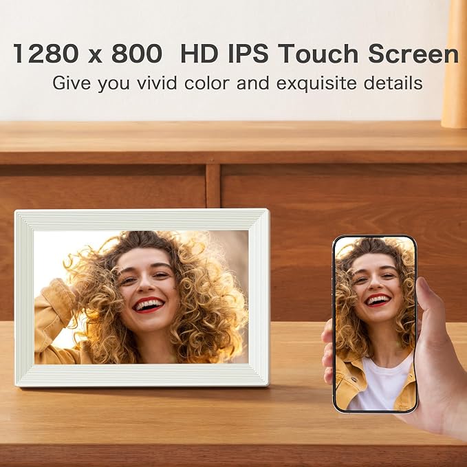 10.1 Inch Frameo Digital Picture Frame, WiFi Electronic Photo Frame, 1280 * 800IPS Touch Screen Electric Frame, 32GB Memory, Auto-Rotate, Share Picture Video, Birthday Gift for Mom, Women, Dad, Wife