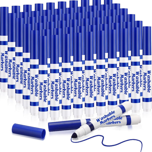 Janlaugh 60 Pcs Blue Washable Markers Bulk Coloring Broad Line Markers for Kids Conical Tip Blue drawing pens for Classroom Back to School travel Art baby shower gender reveal Supplies, Ages 6+