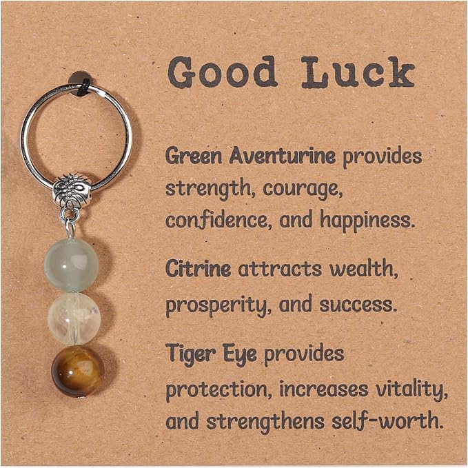 GINAZL Natural Crystals Keychain Gift for New Beginnings, New Beginnings Gifts for Coworker Anxiety Relief Keychain for Women