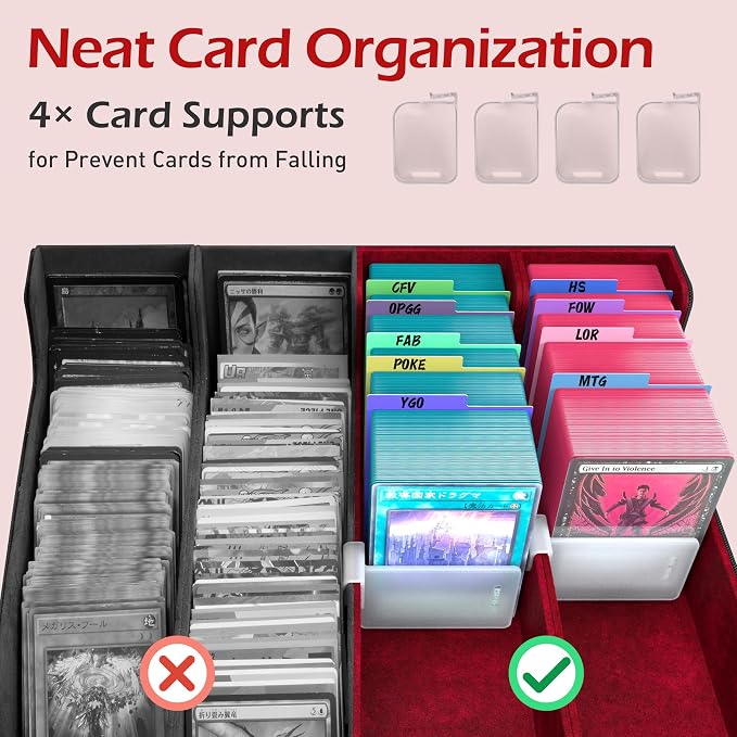 4-Row【3200+】 Trading Card Storage Box, Card Organizer Holder with 24 Dividers, Case Fit for MTG TCG Magic Commander Deck Playing Cards, Deck Box for Sport Card
