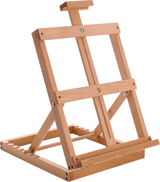 U.S. Art Supply Venice Heavy Duty H-Frame Tabletop Easel - Artist Studio Desktop Drawing Table, Portable Drafting Table, Adjustable Art Board, Tabletop Easel for Painting, Holds Up to 23" Canvas