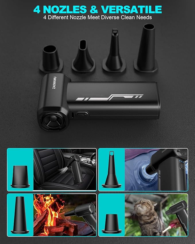 Electric Air Duster - 150000RPM Keyboard Duster for PC Cleaning, Cordless Compressed Air Duster Replaces Canned Air, 3-Gear Rechargeable Electronics Cleaner for Laptop, Car, Home & Office