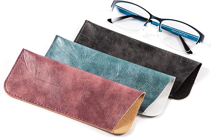 TRIUMPH VISION Reading Glasses Pouch Eyeglass Sleeve Soft Case Slim 3 Pack | Alternative to Bulky Case Lightweight，Neoprene Lined Padded Protect Optical lens Slip in, Cute Pattern Portable for Daily Use