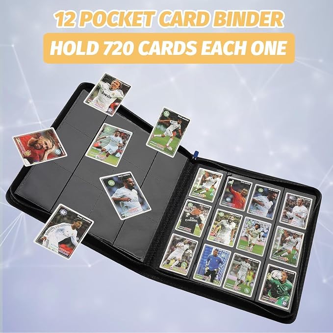 12-Pocket Business Card Binder holds 720 Cards, Premium Diamond Texture PU Leather Name Card Holder Organizer with Zipper, Black Sleeves Side Loading Card Book for Collectors & Office(red)