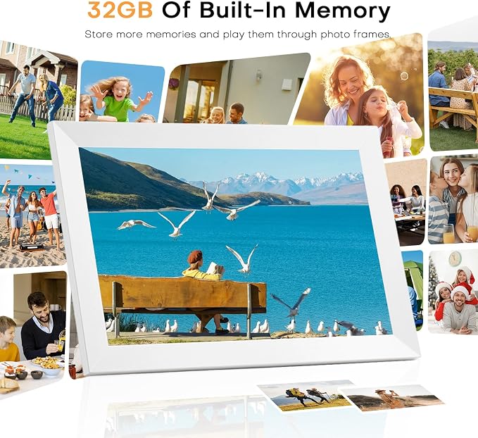 LeaMea Digital Picture Frame 1280x800 HD IPS Touch Screen 32GB Frameo 10.1 Inch Smart WiFi Digital Photo Frame Auto-Rotate Wall Mount Gifts for Christmas Valentine Mother Father Day