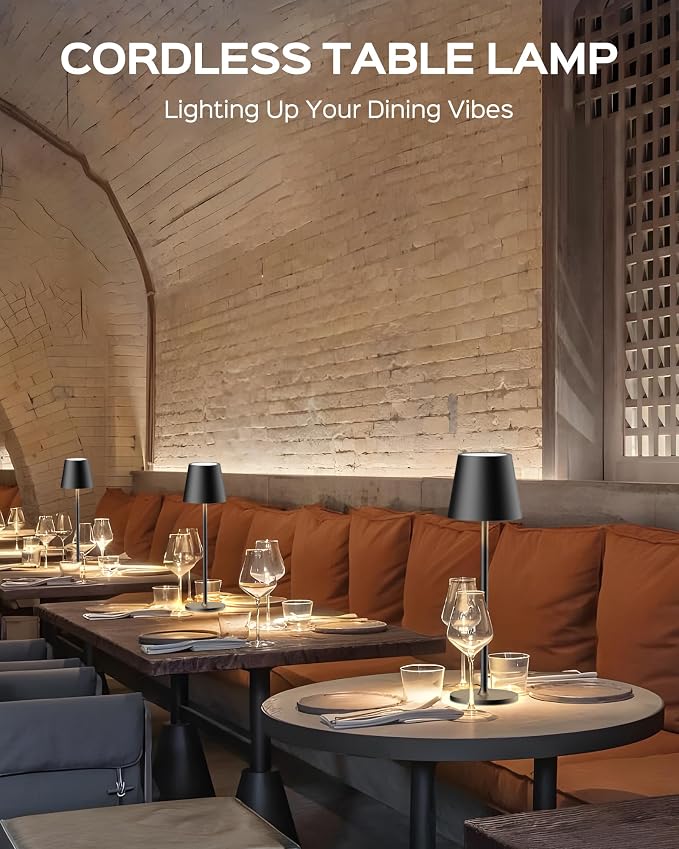 JACKYLED Cordless Table Lamps Rechargeable, 3 Adjustable Height, 5000 Capactiy Operated, 3 Colors Smooth Dimming, Portable LED Waterproof Table Lamp for Dining, Bedroom, Outdoor (2 Pack)