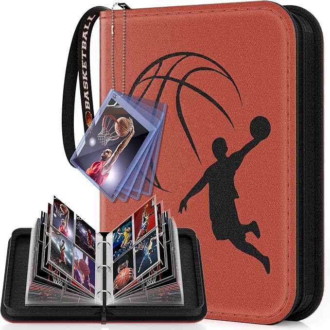 Basketball Card Binder 440 Pocket, Sports Card Binder with Card Display Design, Premium Card Ablums with Sports Pattern Wristband Fit for Basketball Cards 2026