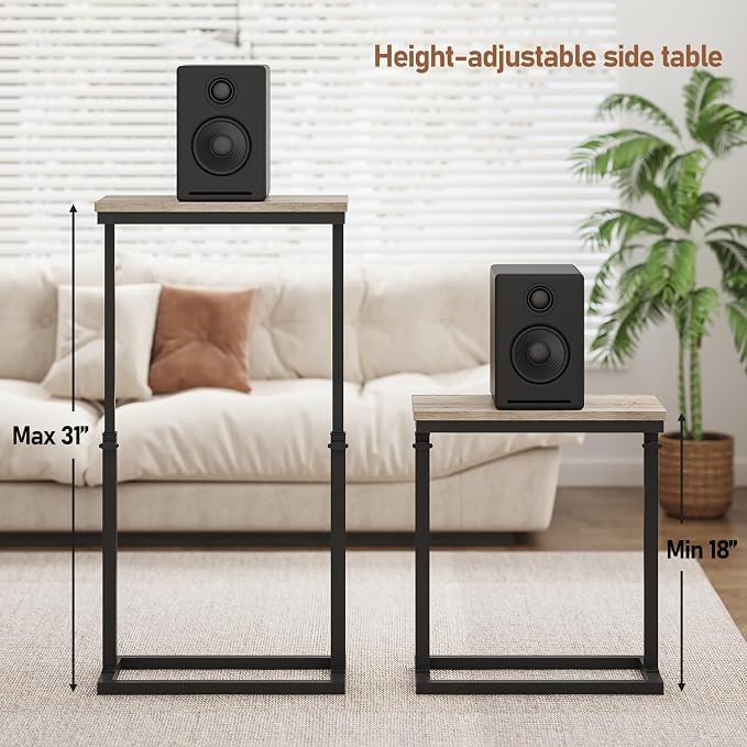 TUTOTAK End Table, Side Table, Tall Couch Table, Sofa Table, Set of 2 | for living Room, Bedroom, Greige TB01BG0832