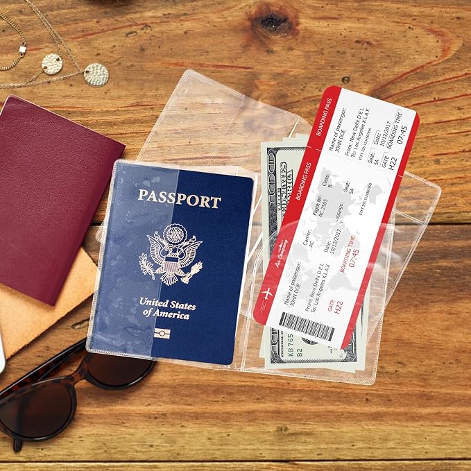 5 Pcs Clear Passport Protector Holder Passport Cover Vinyl ID Protector | Waterproof, Plastic, For Travel Document Credit Card