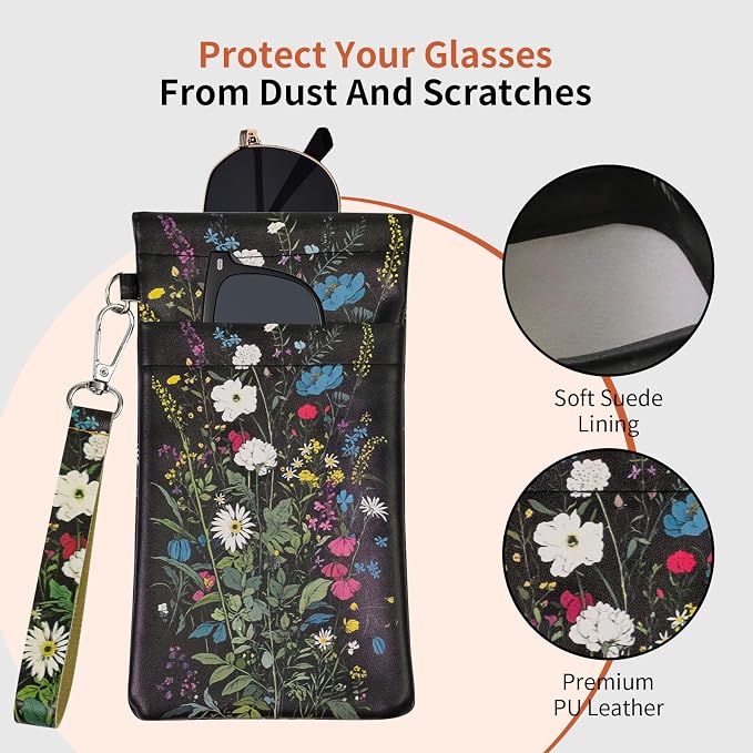 Double Eyeglass Case Soft Dual Glasses Case for Women Men Travel Squeeze Top Sunglasses Cases Eyeglasses Pouch