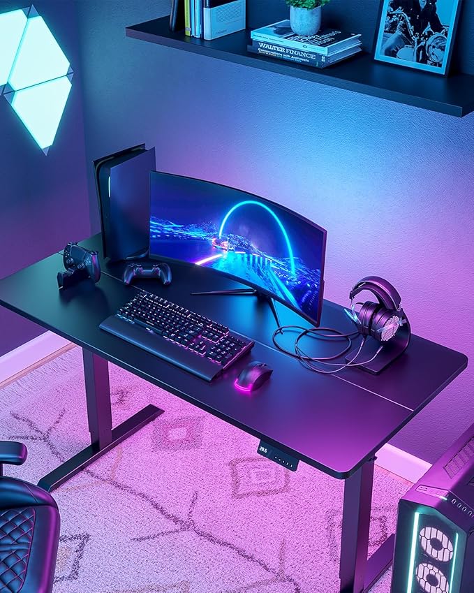 CubiCubi Electric Standing Desk, 48 x 24 Inches Height Adjustable Sit Stand Desk, Ergonomic Home Office Computer Workstation, Black