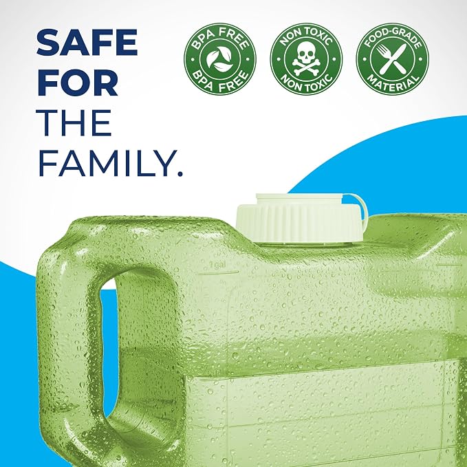 Refrigerator Water Dispenser 1.1 Gallon – Leak-Proof Slim Fridge Water Container with Spigot – BPA-Free Refillable Water Jug (Lime Green)