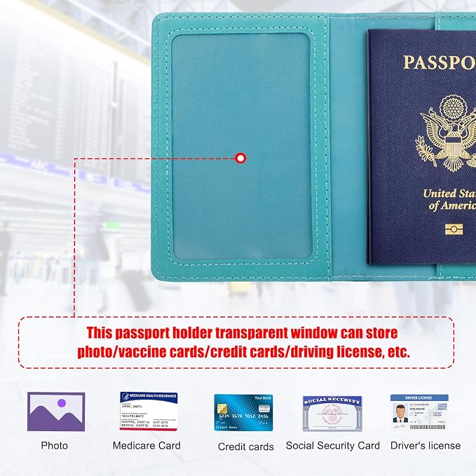 TIGARI Passport Holder for Travel Women Men, Valentines Day Gifts PU Leather Wallet Cover Case Sleeve, Waterproof Protected Document Organizer, Vacation Plane Cruise Travel Essentials