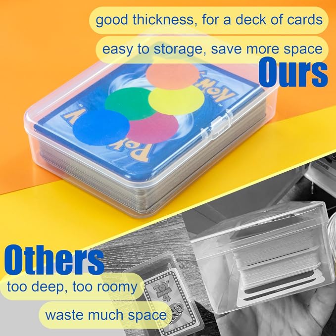 JINUPHION 8 Pcs Playing Card Case, Small Clear Box, Plastic Deck Box, Card Deck Holder, Game Card Storage Organizer (8 pcs Standard) (No Cards)