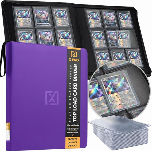 X PRO Top Load Card Binder - Compatible with Top-loading Card Cases - Fits 252 | 20 Premium Loaders Included | 9-Pocket Ringless Double-Sided Pages | Storage for TCG & Sports Cards