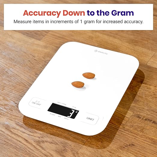 Etekcity Food Kitchen Scale, Digital Grams and Ounces, Large | Tare function, ideal for baking, weight loss, keto, meal prep, packages, liquids and jewelry, White