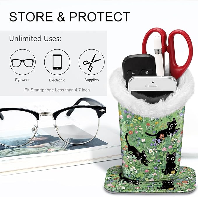 FINTIE Plush Lined Eyeglasses Holder, Glasses Stand Case, Anti-scratch Glasses Storage Organizer for Desk, Nightstand, Office
