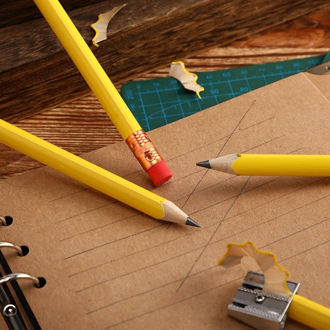 Fainne 96 Pcs Jumbo Pencil with Black Core Cedar Wooden Pencil with Eraser for Carpenters Students Teachers School Construction Woodworkers Beginners Office Workers (Yellow,Triangle)