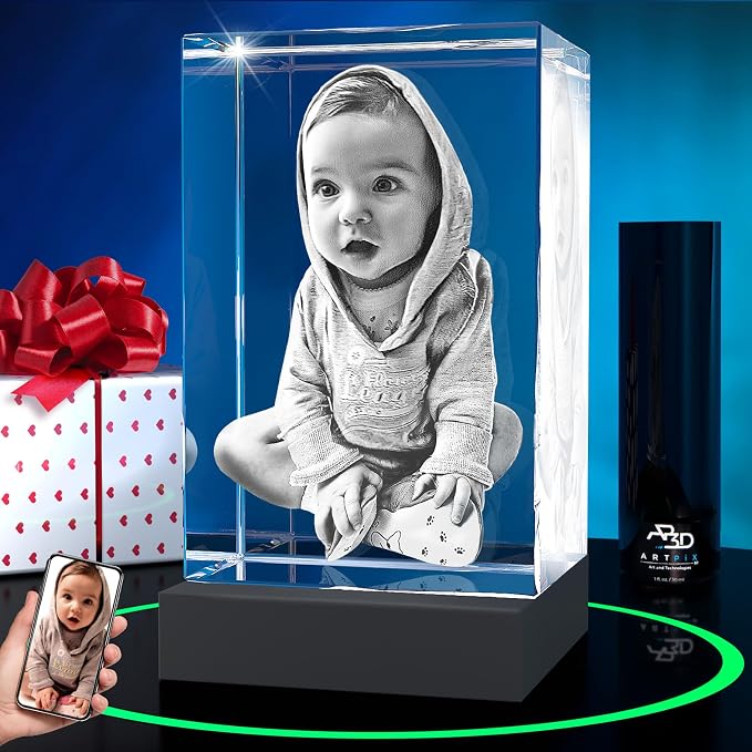 ArtPix 3D Premium Crystal Photo, Personalized Gifts for Women, Wife, Mom, Her, Him, Men, Great Customized Gift With Your Own Photo - Anniversary, Wedding, Birthday