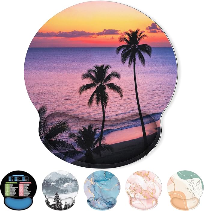 KONVINIT Ergonomic Mouse Pad with Wrist Rest, Small Mousepad with Non-Slip Rubber Base and Smooth Surface, Sunset Mouse Pads for Desk, Office Desk Accessories