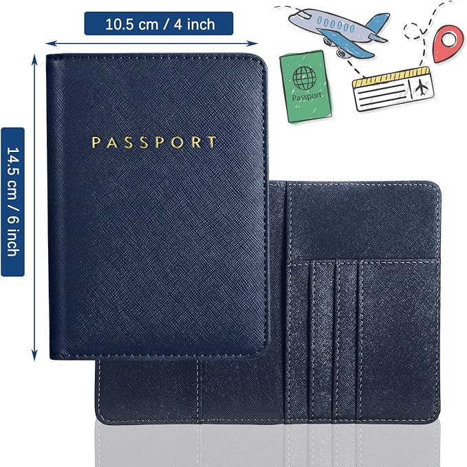 2 Pcs Passport Cover Holder for Travel Waterproof Leather Passport Wallet Case Book Travel Cruise Essentials for Women Men | 2 Pieces