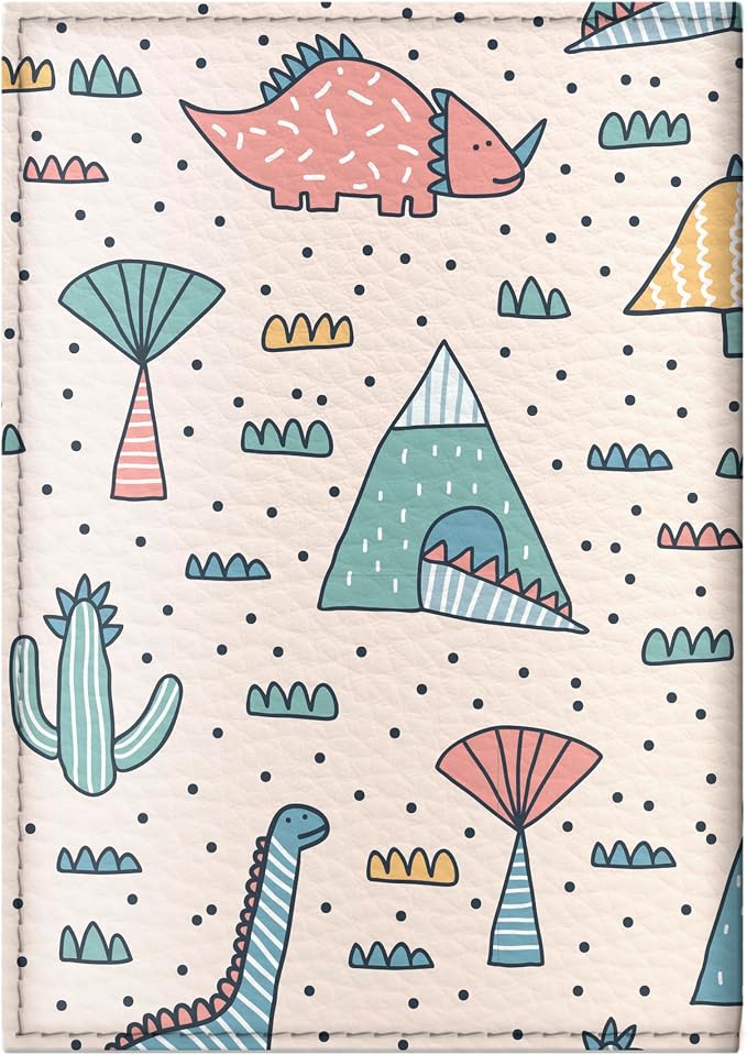 Passport Cover for Kids, Women and Men, Cute Travel Passport Holder (Dinosaurs Volcano Pattern)