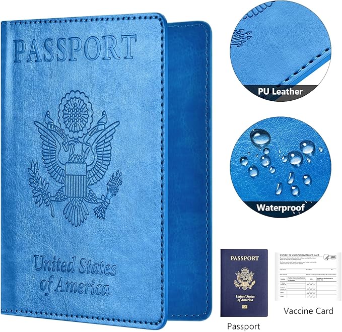 Eoehro Passport Holder for Travel Essentials-2Pack, Passport Wallet Cover Case for Travel Must Haves Accessories,Passport Book Holders for Women and Men