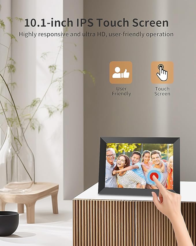 Frameo Digital Picture Frame, 10.1 Inch Smart WiFi Photo Frame with 1280x800 HD IPS Touch Screen, Auto-Rotate, Wall Mountable, Share Photos/Videos Instantly via App from Anywhere
