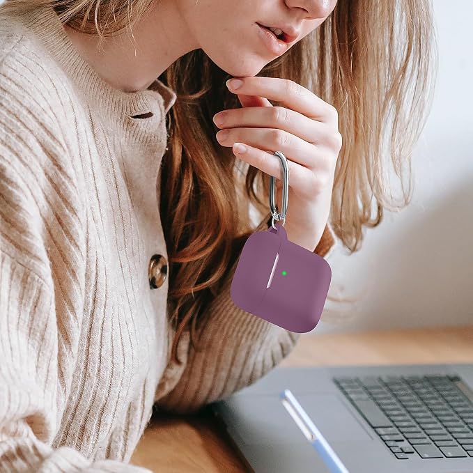 for AirPods Case Cover, Come with Cleaner Kit, Soft Silicone Protective Cover with Buckle, Compatible with Apple AirPods 2nd 1st Generation Charging Case, Front LED Visible, Rose Powder