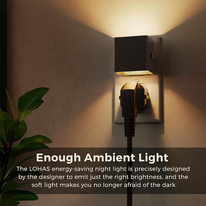 L LOHAS LED Night Light,Night Lights Plug into Wall,[2-Pack] Dusk to Dawn Sensor,Brightness Adjustable,3000K Soft White,Plug in Nightlight for Adults Bathroom Hallway Kitchen