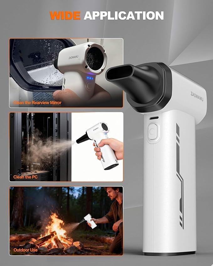 Electric Air Duster - 150000RPM Keyboard Duster for PC Cleaning, Cordless Compressed Air Duster Replaces Canned Air, 3-Gear Rechargeable Electronics Cleaner for Laptop, Car, Home & Office