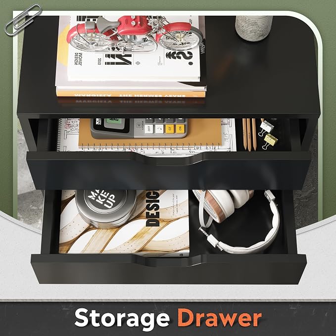 DEVAISE 5-Drawer Filing Cabinet, Under Desk file Cabinet, Black | Wood, Office Storage Cabinet, Printer Stand with Wheels, Drawer Chest, Home Office
