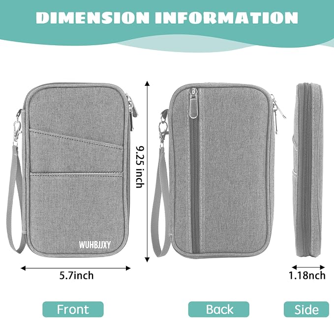 Amazing practical,Passport Holder Family, Women Rfid BlockingWallet, Travel Wallets, Waterproof Passport Holders Bag for Men Traveling, Travel Document Organizer Credit Cards Case (Gray)