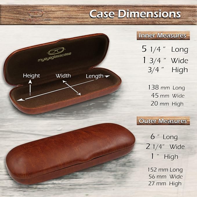 MyEyeglassCase Men Small Glasses case - Eyeglasses Hard Shell Holder Pouch & Cloth-Reading Slim & Narrow Case Heavy Duty