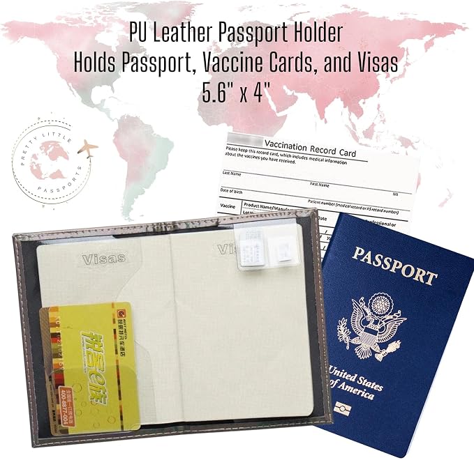 Chrome Passport Cover Vaccine Card Holder Combo, Passport Holder with Vaccine Card Slot (Silver)
