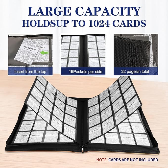 Card Binder – 1024 Capacity, Zippered Trading Card Holder for MTG, Sports & Collectible Cards – Acid-Free, Durable & Travel-Friendly Storage (Orange dots, 16 Pocket)