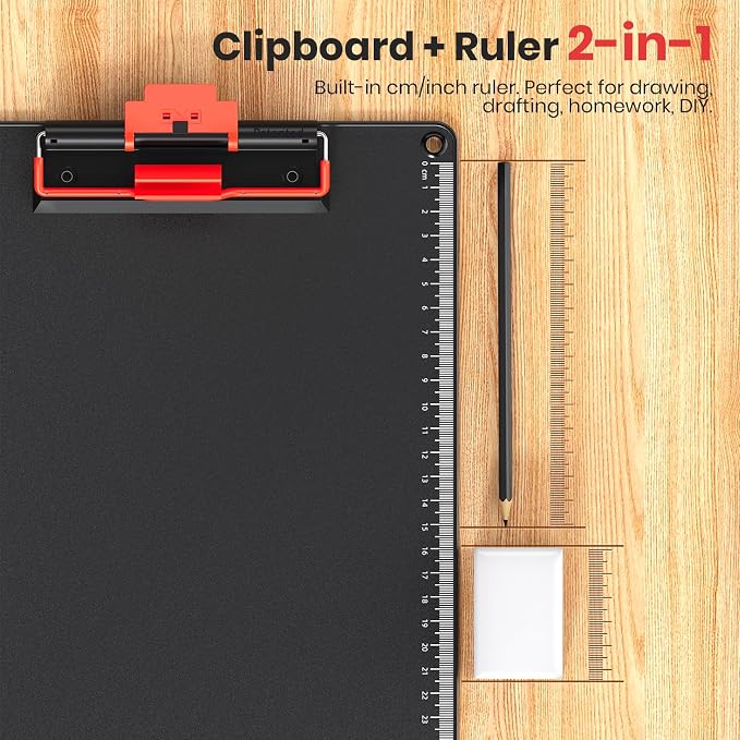 Clipboard with Pen Holder, Aluminum Frame & 2-in-1 Upgraded Clip, A4 Size 12.5 x 9 Inch, Heavy Duty Portable Writing Board with Anti-Slip Backing, for Office School Classroom Doctor Coach(2 Pack)