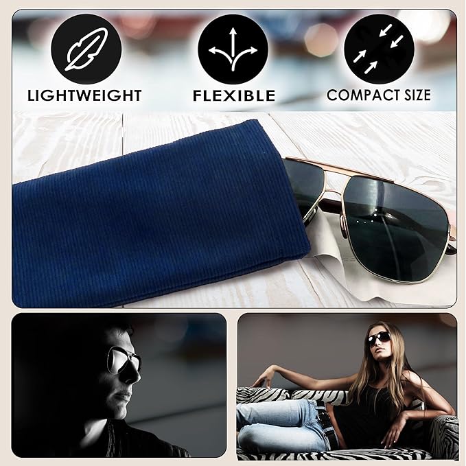 Soft Sunglasses case | Large Glasses Case Holder - Eyeglass Pouch Squeeze Top | Glasses pouch Lightweight Extra Layers