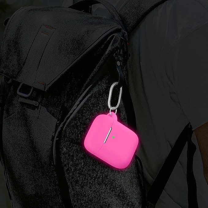 for AirPods Case Cover, Come with Cleaner Kit, Soft Silicone Protective Cover with Buckle, Compatible with Apple AirPods 2nd 1st Generation Charging Case, Front LED Visible, Luminous Pink