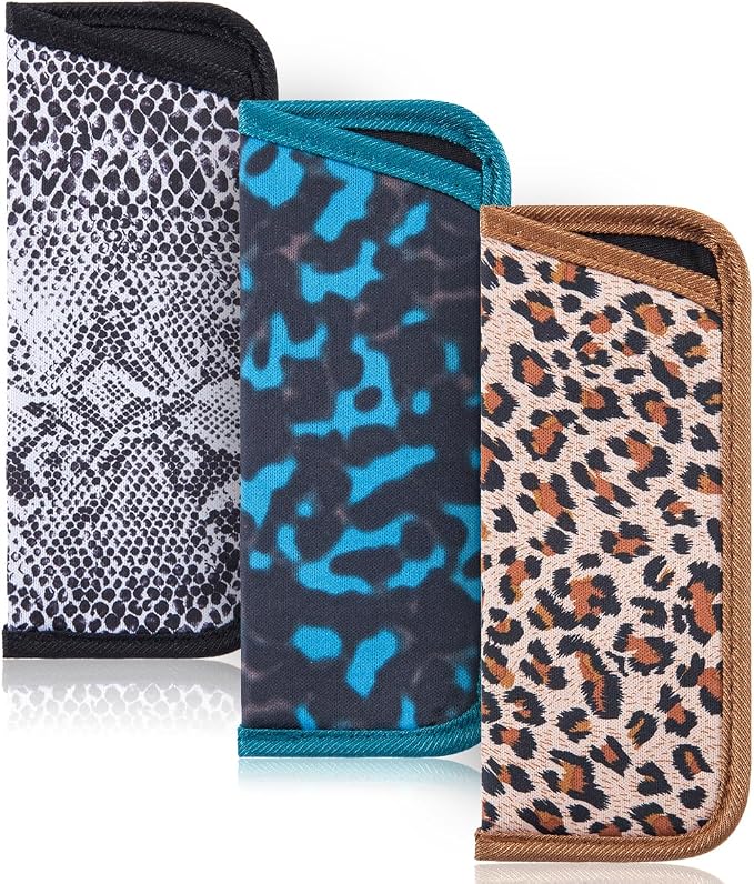 TRIUMPH VISION Reading Glasses Pouch Eyeglass Sleeve Soft Case Slim 3 Pack | Alternative to Bulky Case Lightweight，Neoprene Lined Padded Protect Optical lens Slip in, Cute Pattern Portable for Daily Use