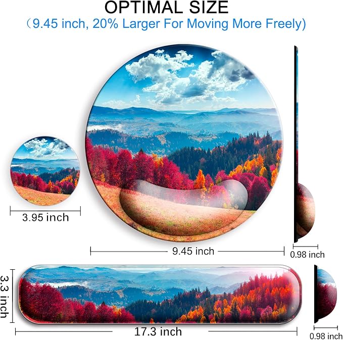 Mouse Pad and Keyboard Wrist Rest Support,Ergonomic Mouse Pad Set | Mousepad With Coaster and Non-Slip PU Base,Pain Relief for Desk Desktop Gaming, Computer,Office -Beach