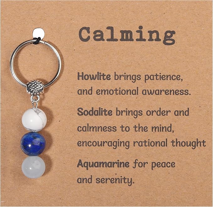GINAZL Natural Crystals Keychain Gift for New Beginnings, New Beginnings Gifts for Coworker Anxiety Relief Keychain for Women