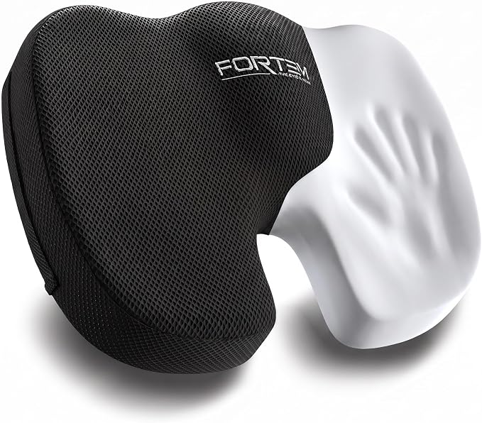 FORTEM Seat Cushion, Office Chair Cushion, Memory Foam Car Seat Cushions, Sciatica Coccyx Tailbone Pain Relief, Chair Cushions for Back Support, Sitting Pad for Gaming, Washable Cover, Non Slip